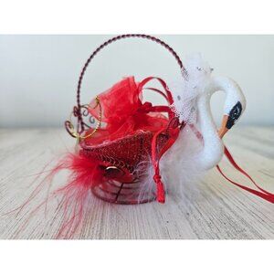 Katherine's swan basket gift candy ornament Valentine's Day red bird unique hang